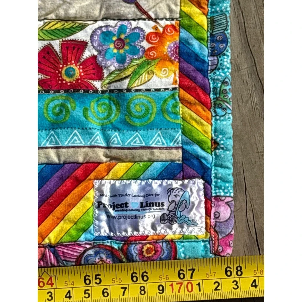 Project Linus Sparkle Handmade Quilt Hummingbird Butterfly Floral Rainbow 67x36
